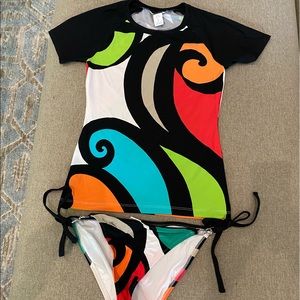 Trina Turk swim shirt (M)  and bikini bottom (8)